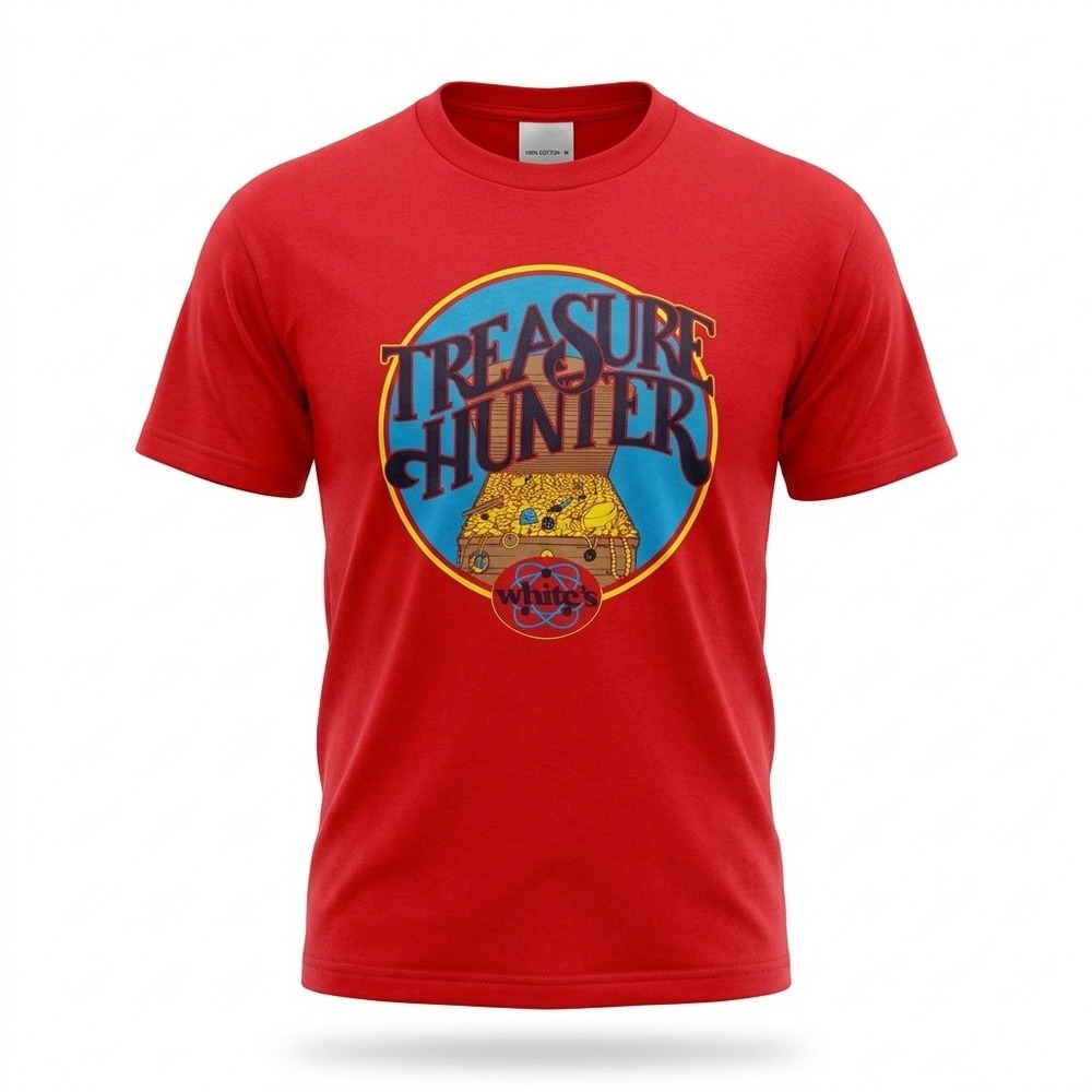 Vintage Whites Electronics Treasure Hunter T-Shirt Red Metal Detecting 80s Large